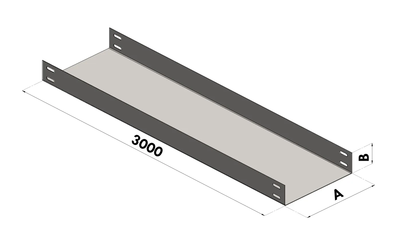Bandeja Portacables BGA — Tramo recto de 3000 mm · lisa o perforada · tipo U o tipo C — Lisa Tipo U