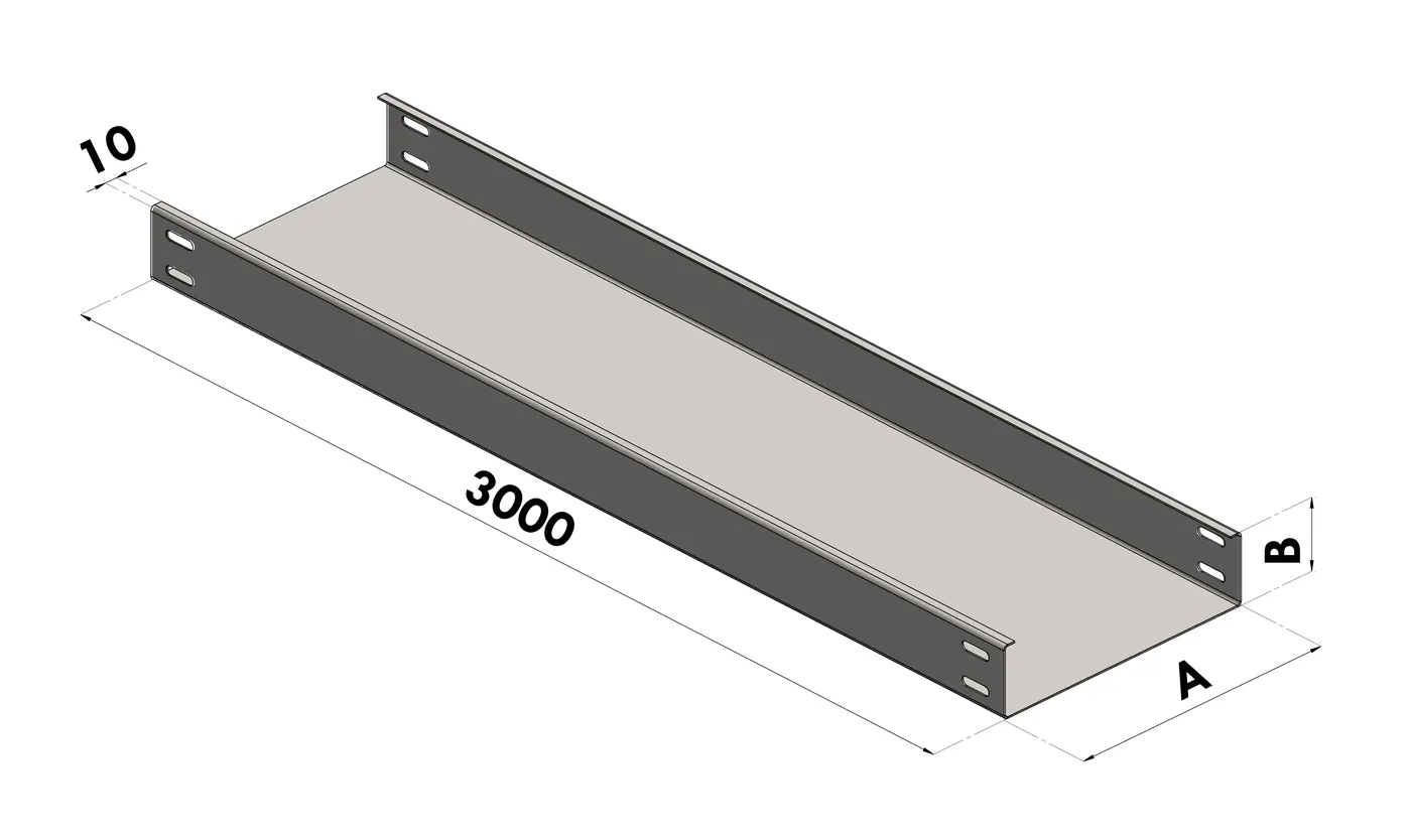 Bandeja Portacables BGA — Tramo recto de 3000 mm · lisa o perforada · tipo U o tipo C — Lisa Tipo C