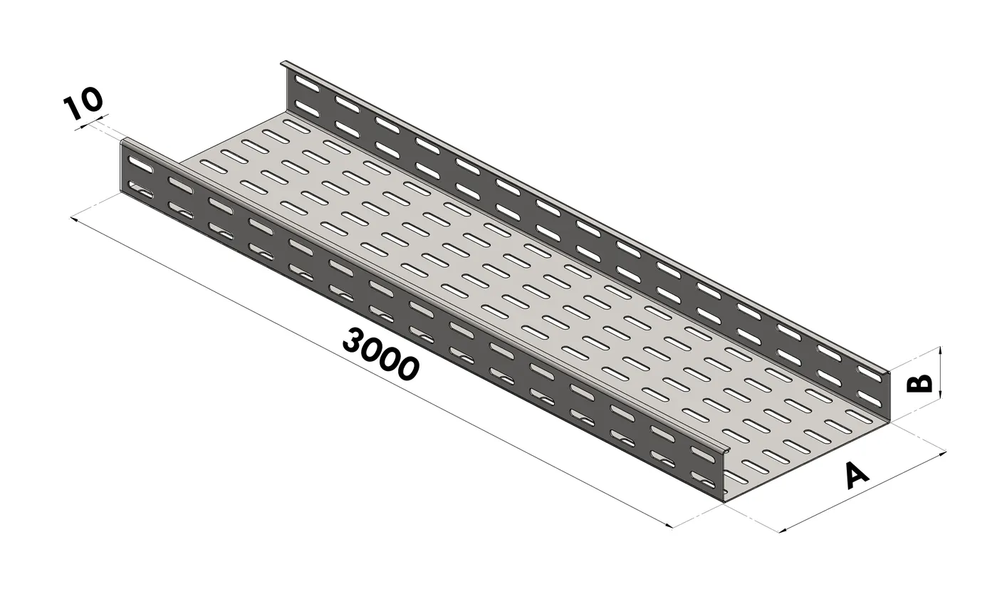 Bandeja Portacables BGA — Tramo recto de 3000 mm · lisa o perforada · tipo U o tipo C — Perforada Tipo C