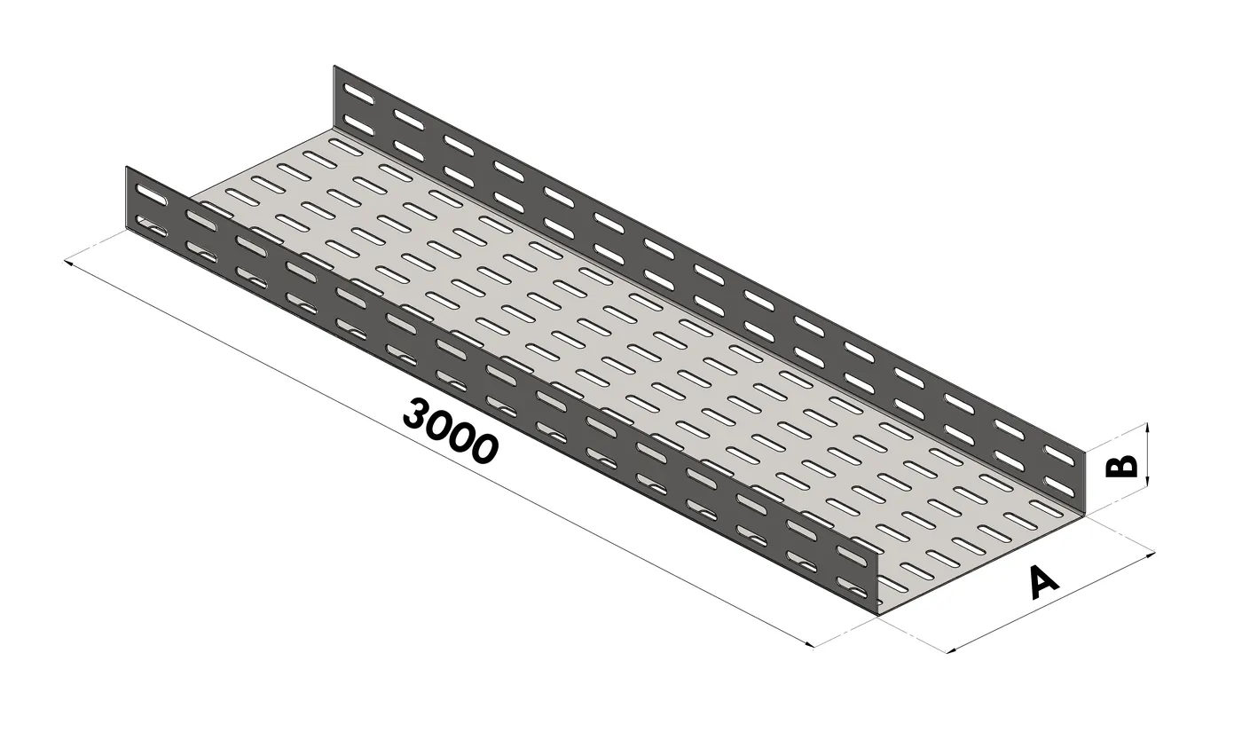 Bandeja Portacables BGA — Tramo recto de 3000 mm · lisa o perforada · tipo U o tipo C