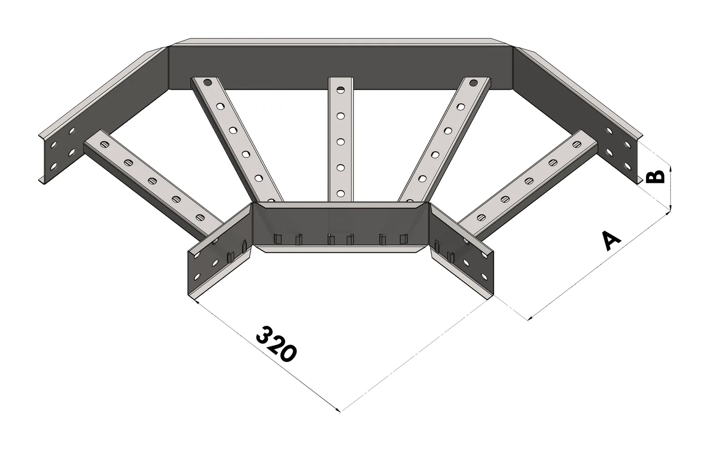 Curva Horizontal 90 BGA — Giro de 90° en el plano horizontal · radio curvo