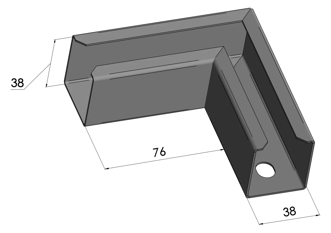 Curva Horizontal Recta 90 BGA — Cambio de dirección a 90° en ángulo vivo
