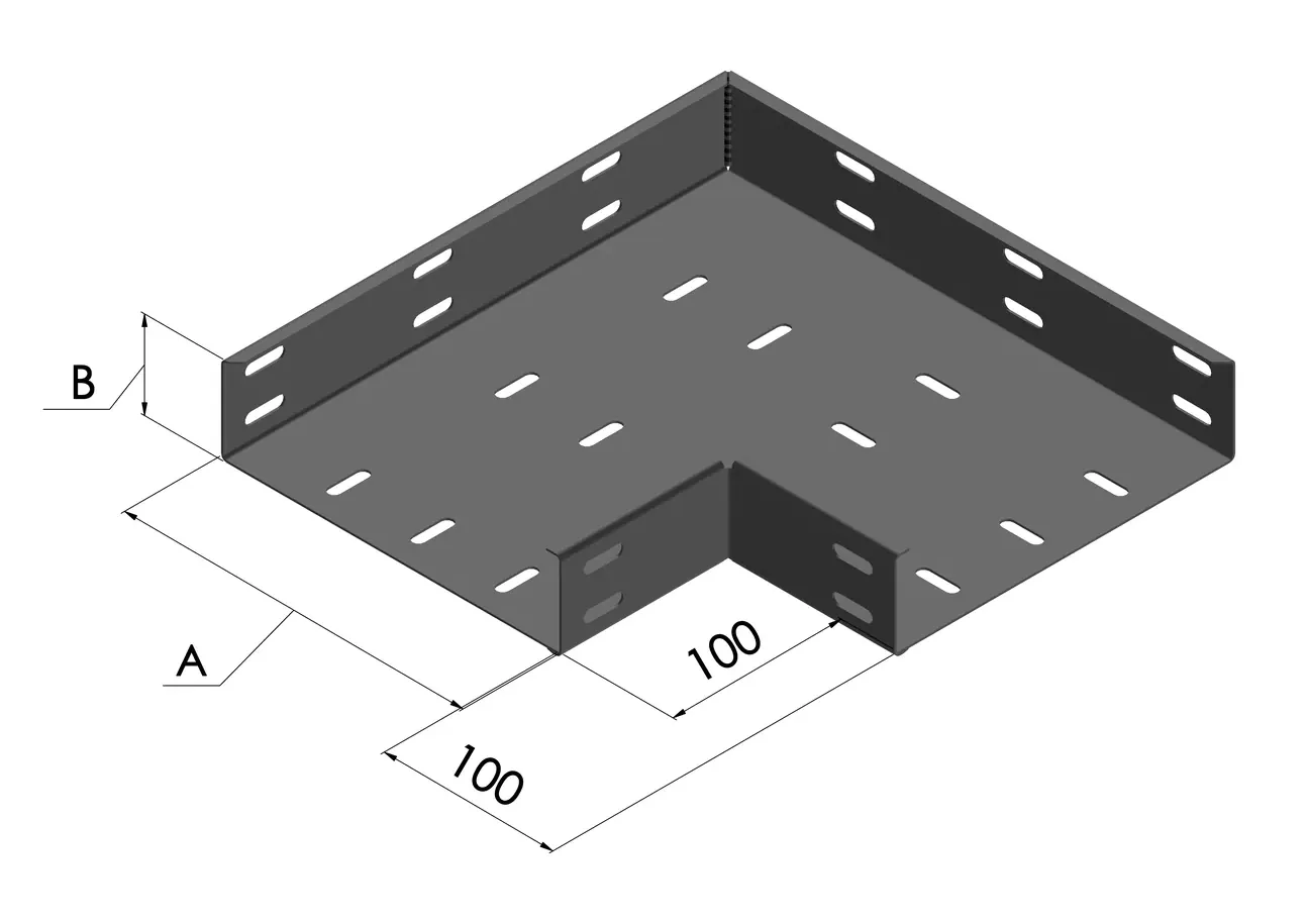 Curva Horizontal Recta 90° BGA — Giro horizontal a 90° en ángulo vivo, sin radio