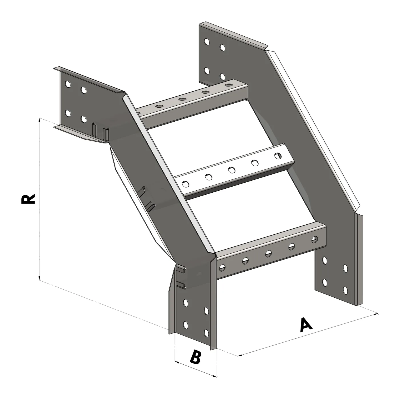 Curva Vertical Externa 90 BGA — Bajada de 90° · alas internas