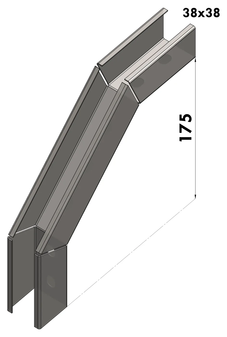 Curva Vertical Externa  90 BGA — Cambio de nivel a 90°, configuración externa