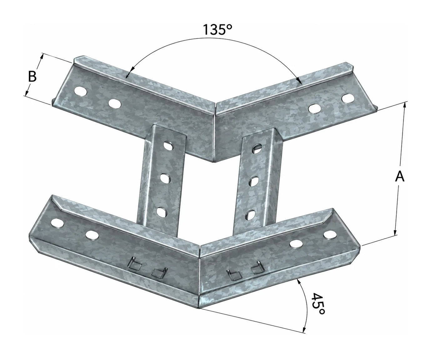 Curva Vertical Interna 45 BGA — Subida de 45°