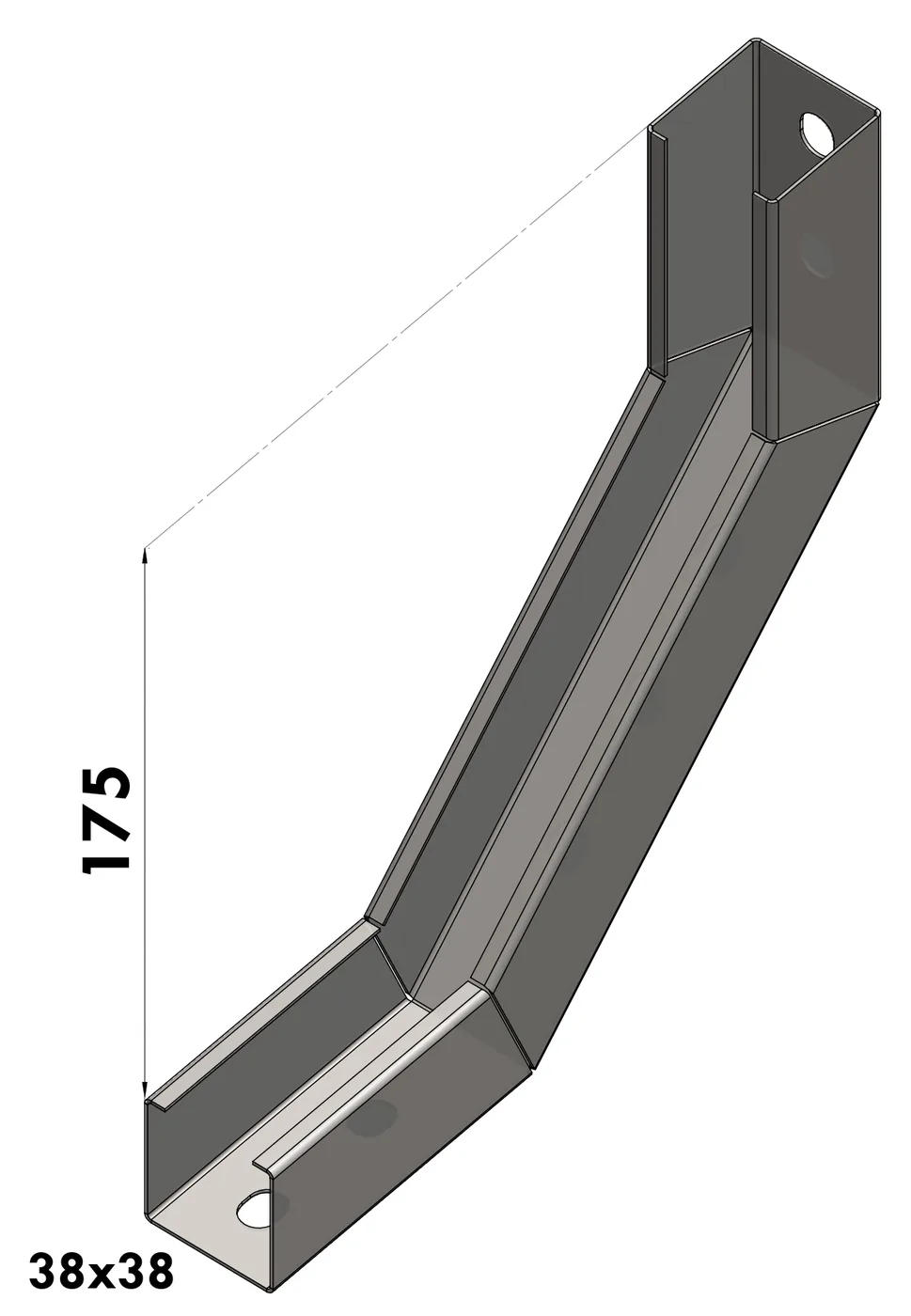 Curva Vertical Interna 90 BGA — Cambio de nivel a 90°, configuración interna