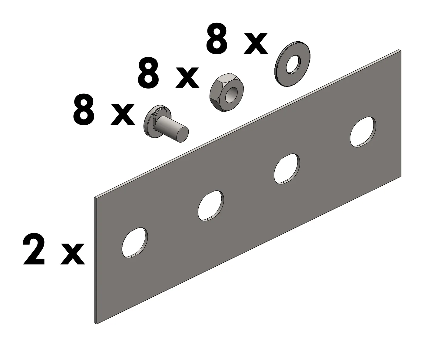 Kit de Uniones para Escalera BGA — 2 piezas de unión + tornillería