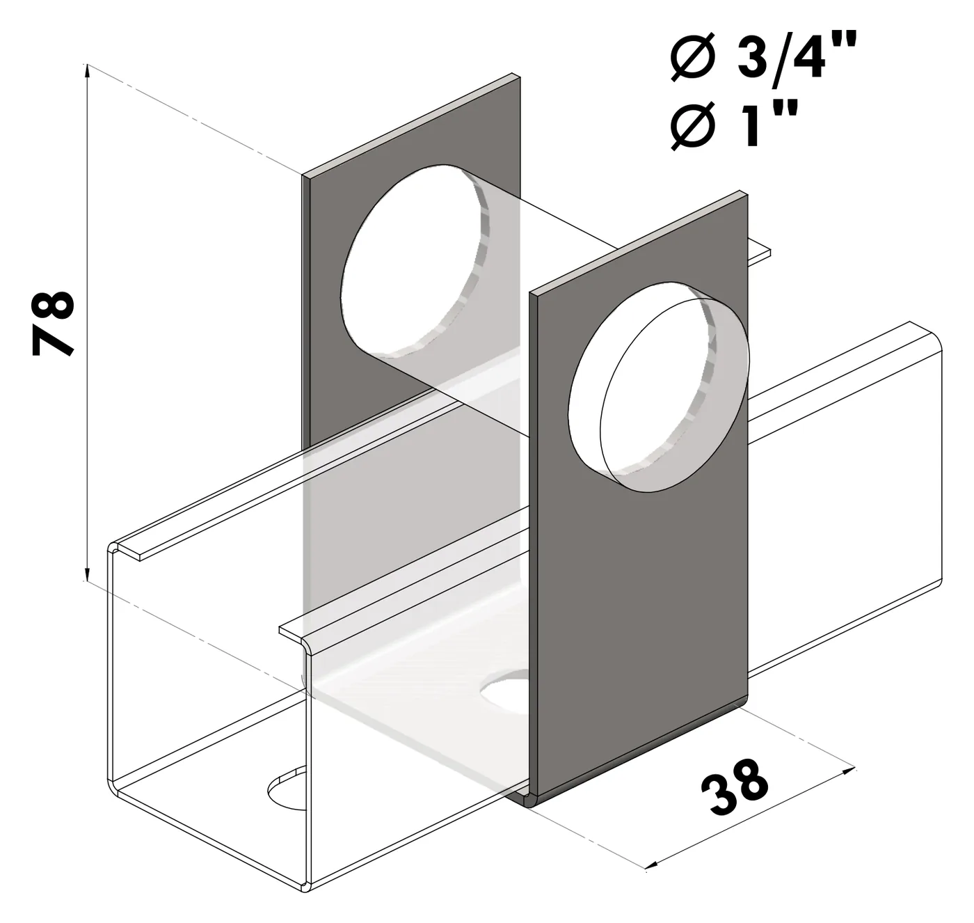 Salida Doble Lateral Para Electroducto BGA — Dos salidas laterales · 1/2", 3/4" o 1"