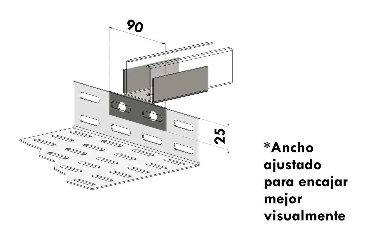 Salida Lateral para Perfilado BGA — Conexión de bandeja a perfilado 38x38