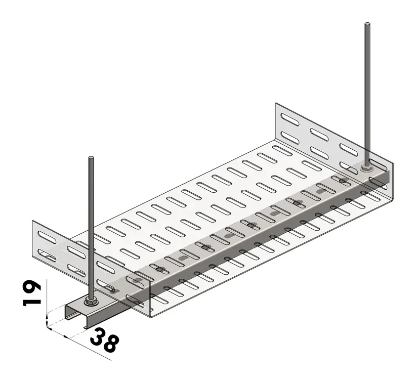 Soporte Travesaño BGA — Travesaño de apoyo, perfil 38x19
