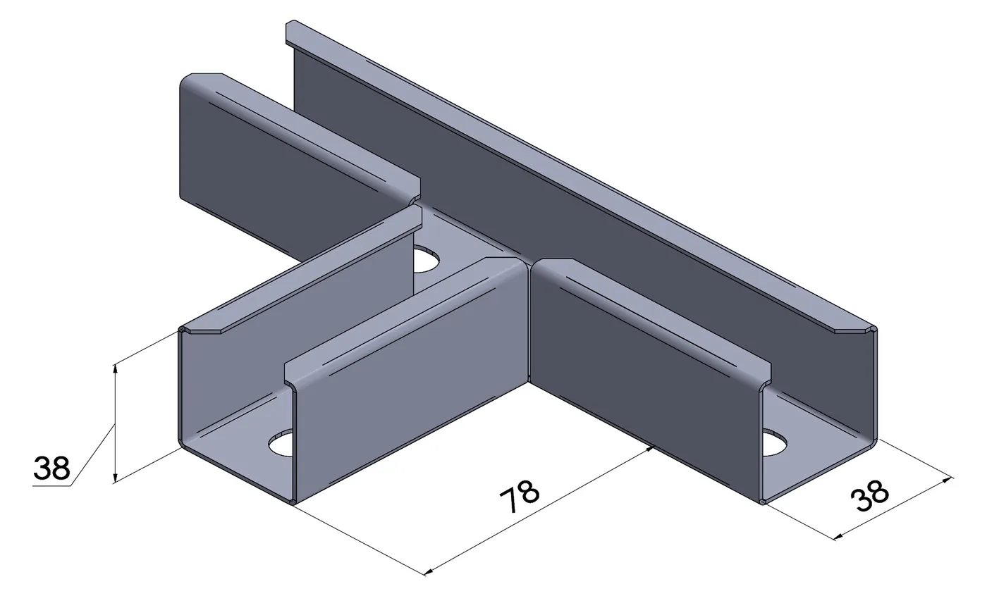 Te Horizontal para Pefilado BGA — Derivación en T en el plano horizontal