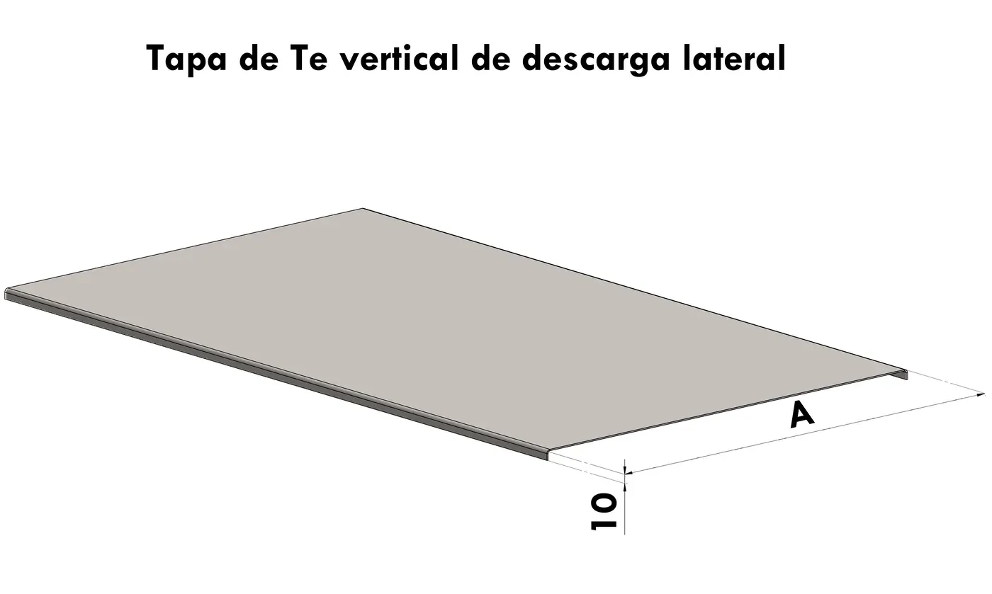 Tapa Te Vertical Descarga Lateral Lisa BGA — Cierre superior del Te vertical de descarga lateral · lisa