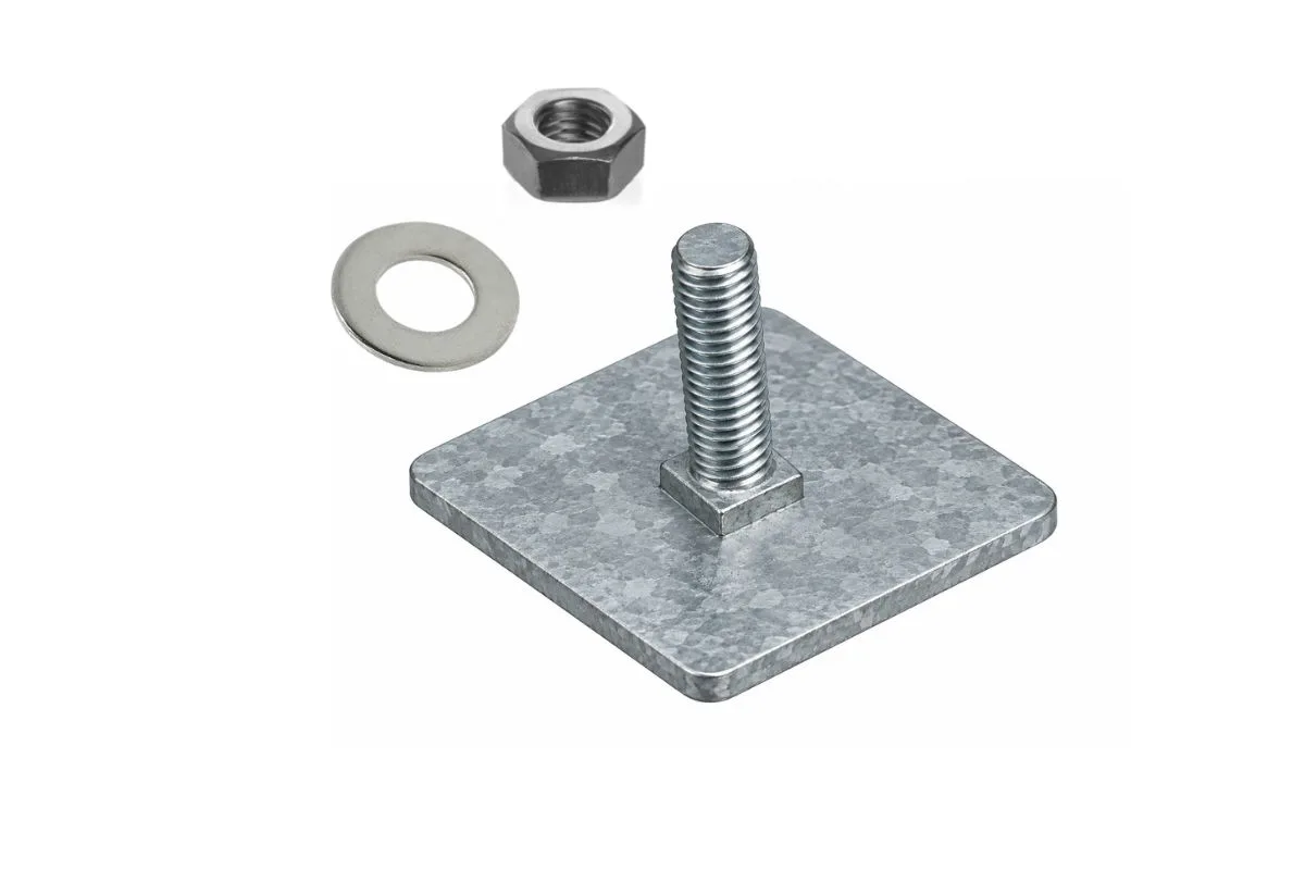 Tuerca Losangular con Pino 1/4", Arandela y Tuerca BGA — Fijación de soportes y accesorios sobre el perfil