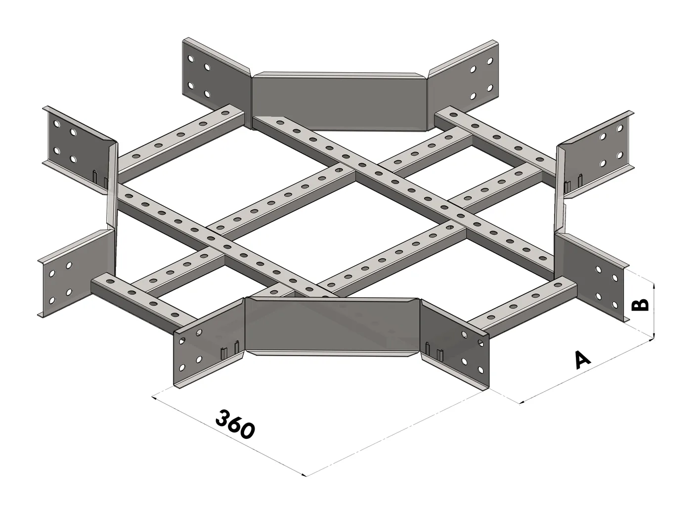 Unión Cruzeta BGA — Cruce de cuatro vías en el plano horizontal