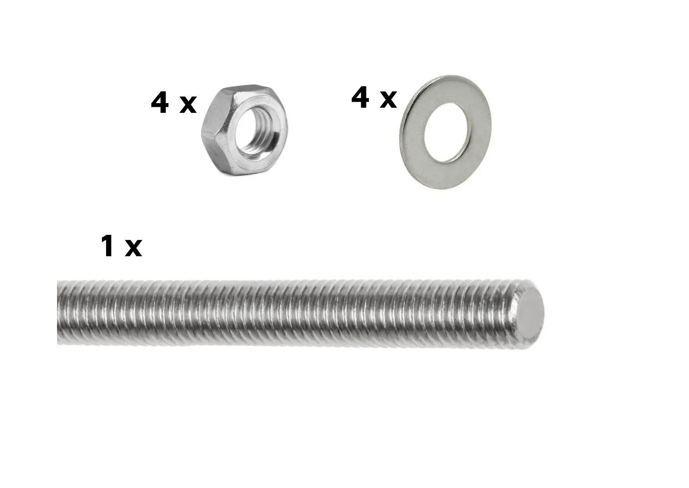 Varilla Roscada con Tuercas y Arandelas BGA — Suspensión regulable · 1/4" o 5/16", 1000 o 3000 mm